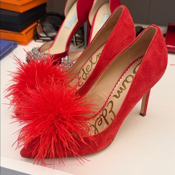 Sam Edelman Shoes - Red Feathered Women's Heels